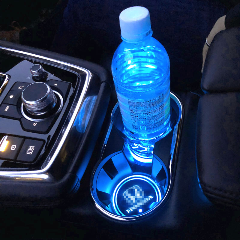 2x LED Cup Holder RGB 7-Color Ambient Lights Kit Interior