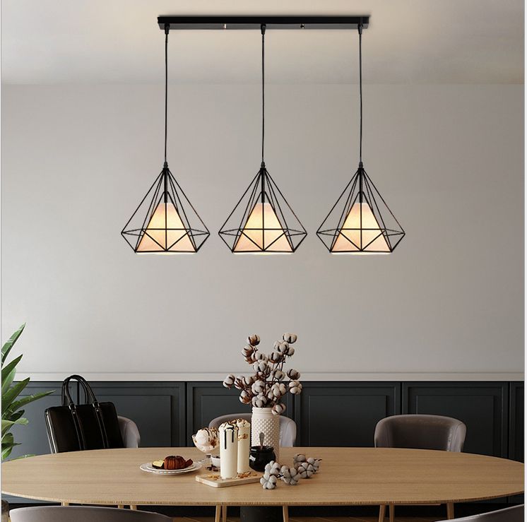 Lampadario-Luce Pendente Vintage 3 Portalampada Lampadari A Sospensione Paralume In Metallo In Ferro Retrò E27 25CM Nero 18 width=400