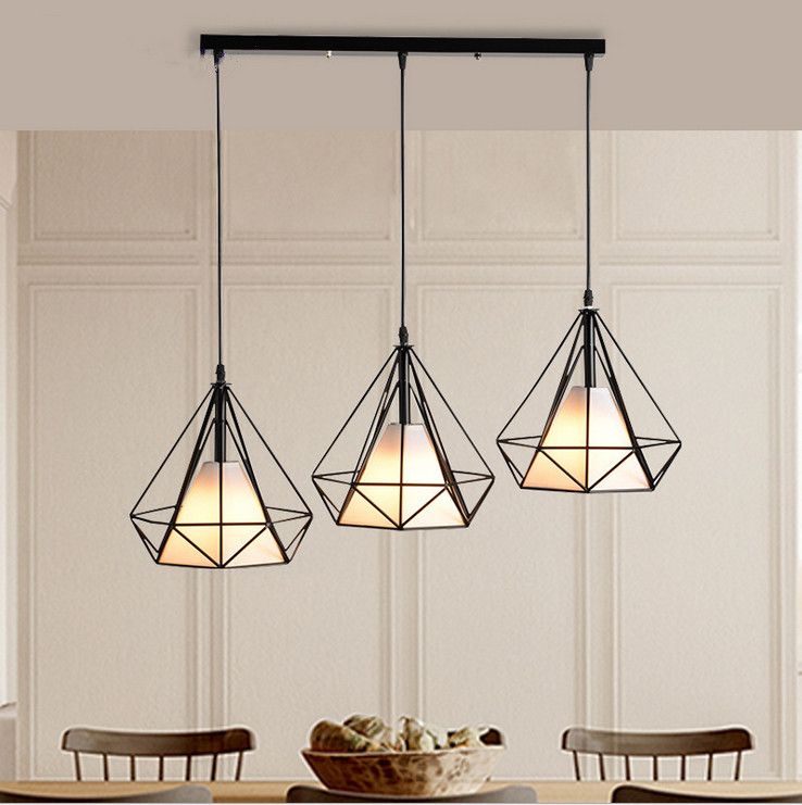 Lampadario-Luce Pendente Vintage 3 Portalampada Lampadari A Sospensione Paralume In Metallo In Ferro Retrò E27 25CM Nero 19 width=398