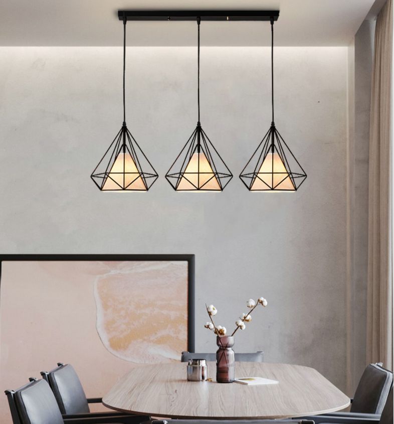 Lampadario-Luce Pendente Vintage 3 Portalampada Lampadari A Sospensione Paralume In Metallo In Ferro Retrò E27 25CM Nero 14 width=372