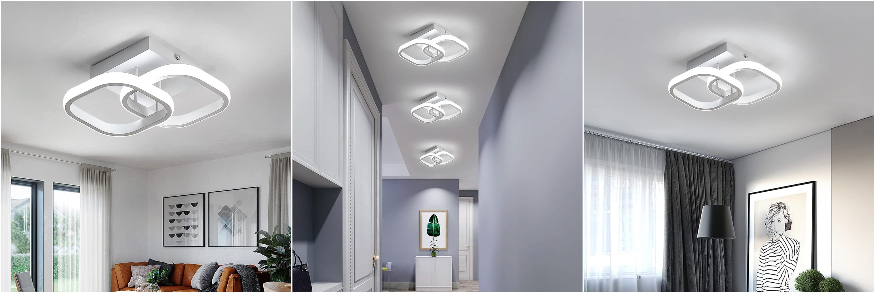 Lampadario In Acrilico Stile Nordico Plafoniera Moderna A Led Bianco Plafoniere Dal Design Creativo Per Camera Da Letto, Cucina, Soggiorno, Corridoio, Ristorante, Balcone, Bianco Freddo 14 width=936