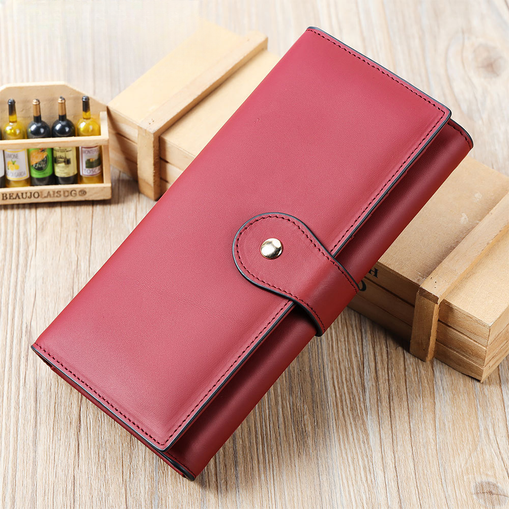 Antimagnetische RFID Echtleder Damenbrieftasche Mittelgroß und lang Europäische und amerikanische Retro Damenbrieftasche Dreifach gefaltete Clutch Münzbörse_voghion.com