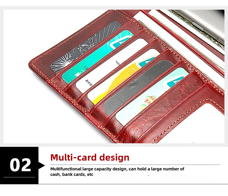 Antimagnetische RFID Echtleder Damenbrieftasche Mittelgroß und lang Europäische und amerikanische Retro Damenbrieftasche Dreifach gefaltete Clutch Münzbörse_voghion.com