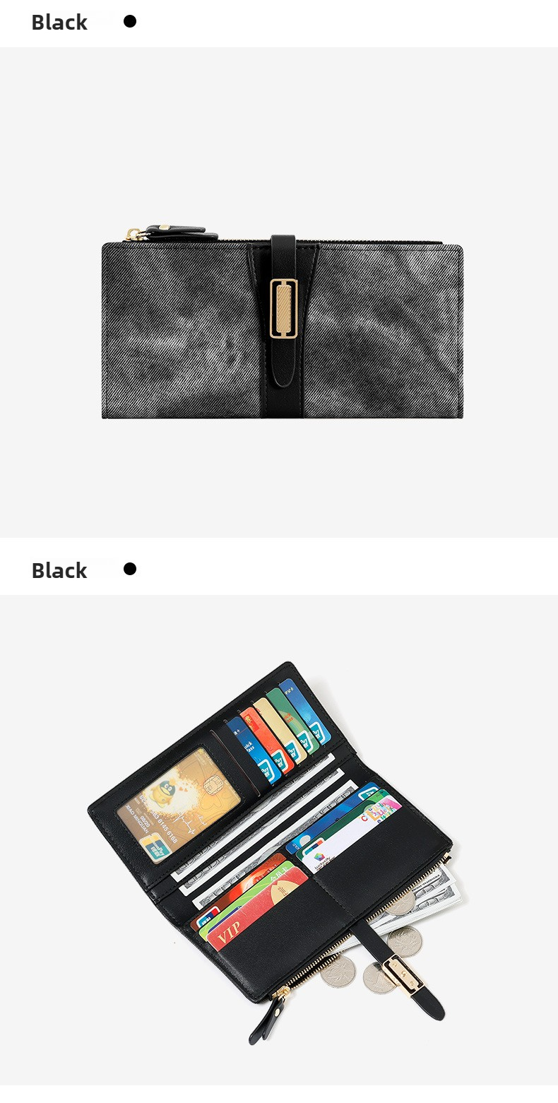 Portafoglio da donna nuovo, lungo, con cerniera a due ante, in pelle, porta monete e carte, pochette dal design di nicchia, disponibile in 4 colori._voghion.com