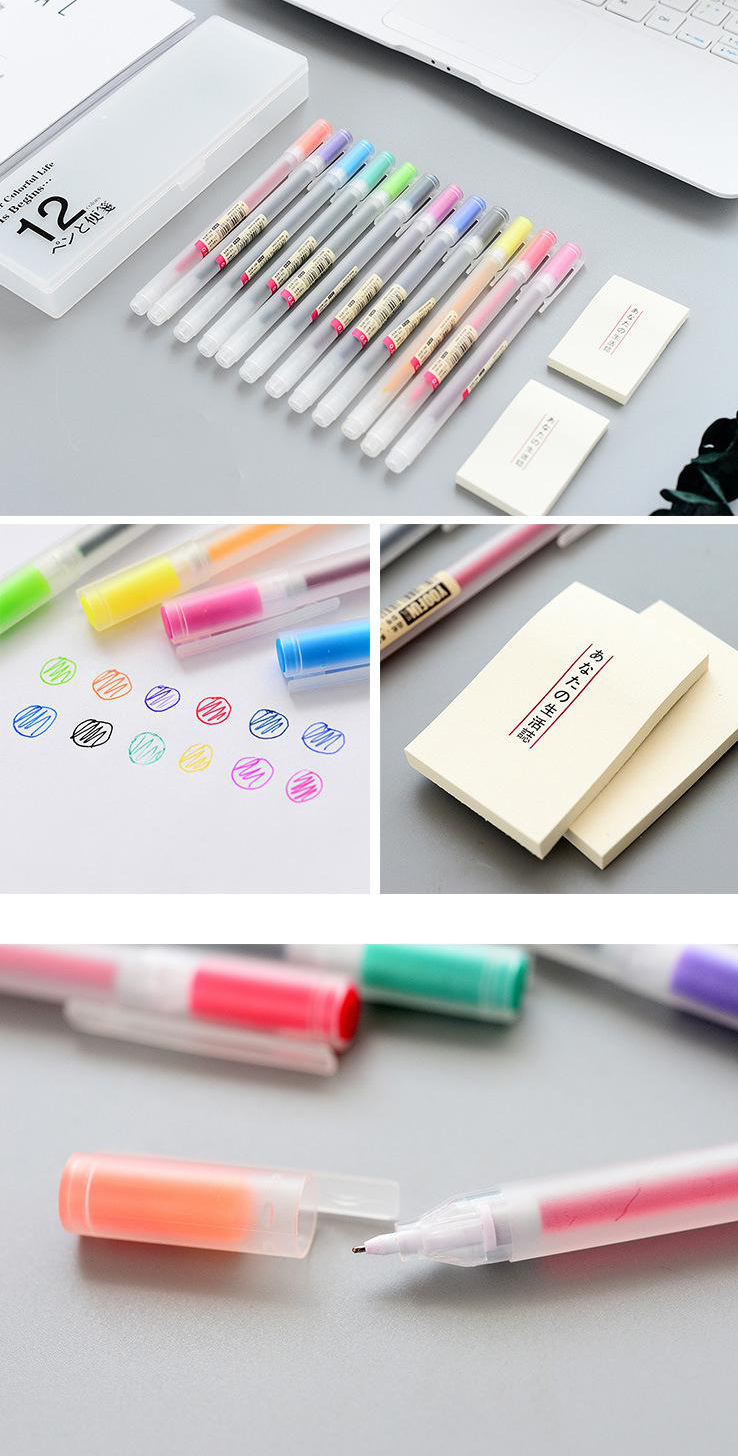 Muji Style Color Gel Pens (12 Pcs) – Pencil Box Factory