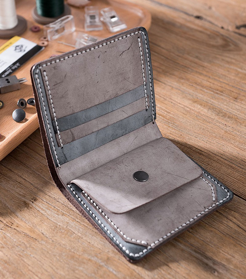 DIY Mens Wallet Kit Fog Wax Leather