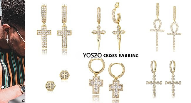 Cross earrings for men