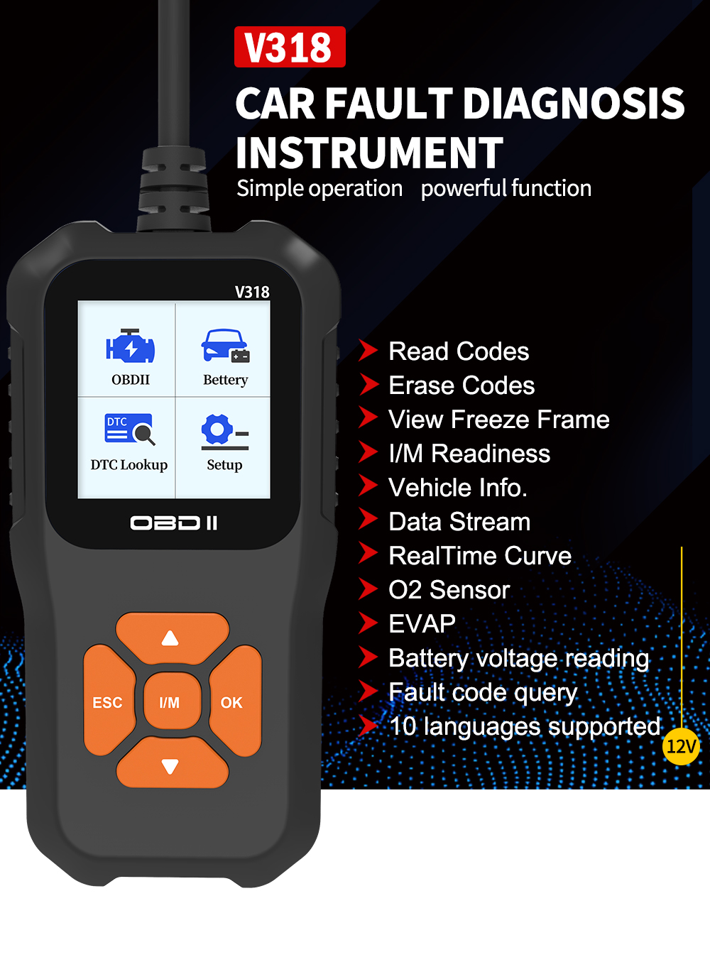 New V318 OBD2 Car Scanner Automotive Diagnostic Instrument Elm327 Eng –  VXDAS Official Store