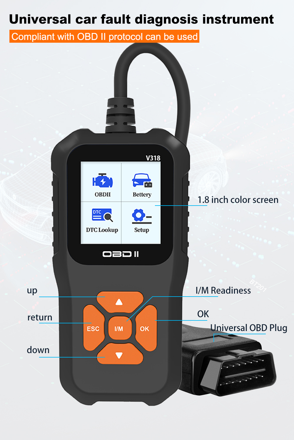 New V318 OBD2 Car Scanner Automotive Diagnostic Instrument Elm327 Eng –  VXDAS Official Store