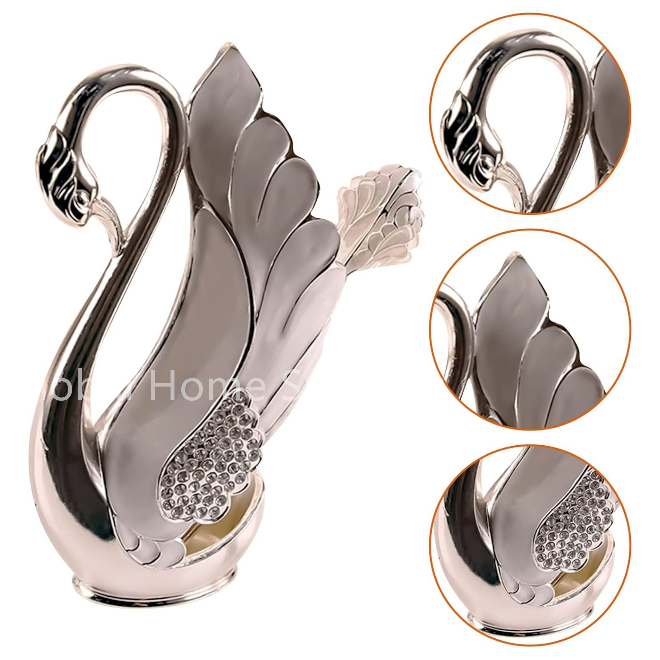 Description Picture 3 of itemCreative Dinnerware Set Decorative Swan Base Holder with 6 Spoons or Forks for Coffee Fruit Dessert Stirring Mixing Gift Idea