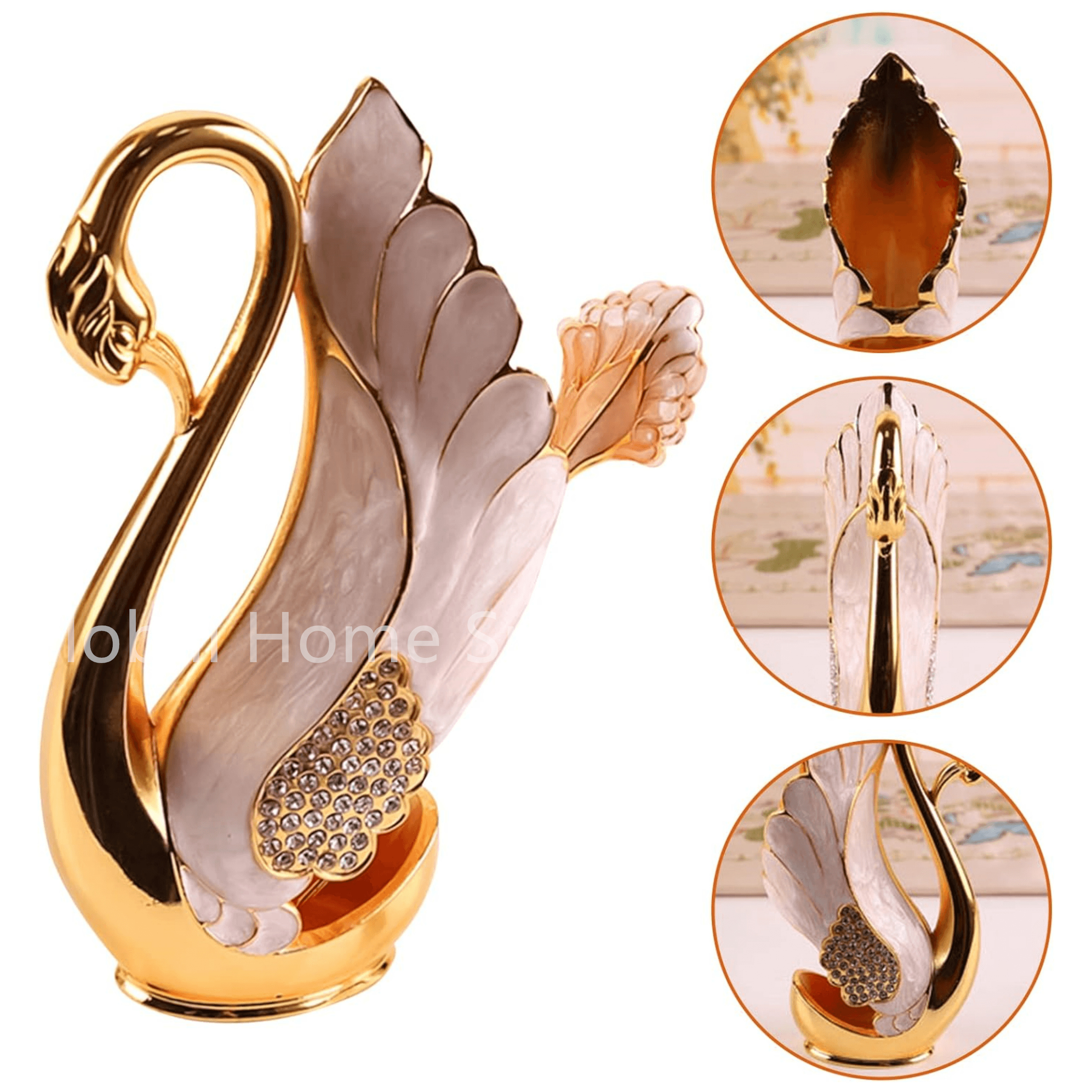 Description Picture 2 of itemCreative Dinnerware Set Decorative Swan Base Holder with 6 Spoons or Forks for Coffee Fruit Dessert Stirring Mixing Gift Idea