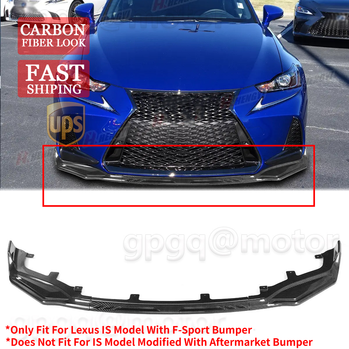 For Lexus IS200t IS300 IS350 F-Sport 2017-2020 Carbon Fiber Front