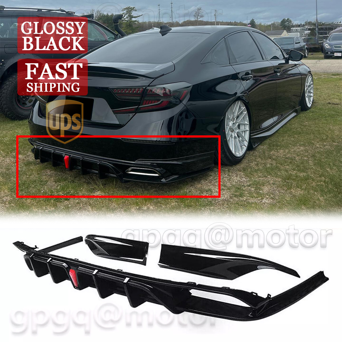 For Honda Accord 2021-2022 Yofer V2 Style Rear Bumper Diffuser+