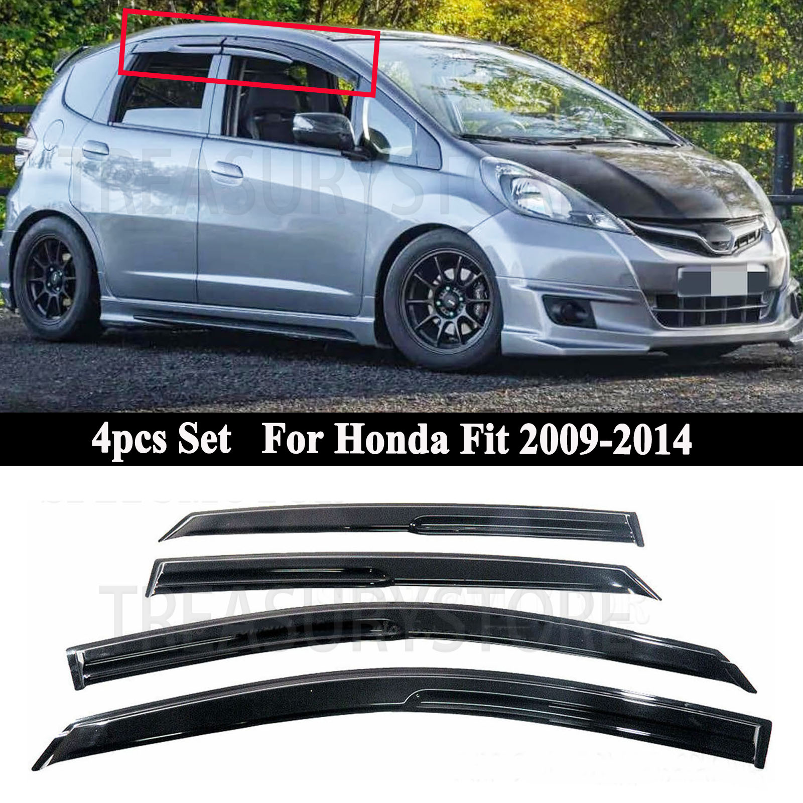 Per Honda F/Jazz 2009 2013 Finestra Vento Deflettore Visiera Pioggia/Sun Guard - Foto 4