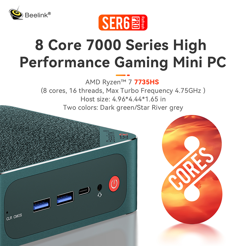 Beelink Ser6 /Ser6 Pro MD Ryzen 5-6600H&Ryzen 7-6800H Processor