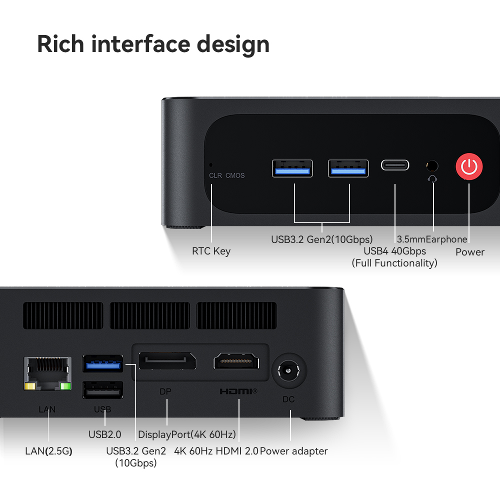 Beelink Mini PC SER5 AMD Ryzen5 5560U Triple-display Via  DisplayPort+HDMI+Type-C