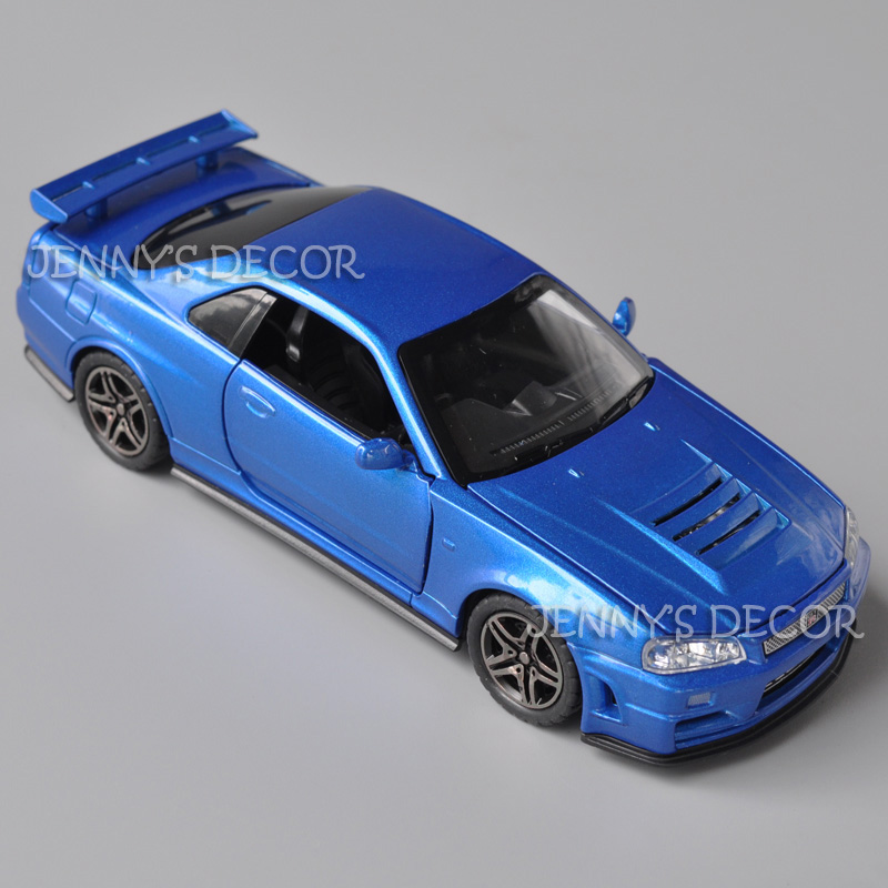 1:32 Scale Diecast Model Car Toy Nissan GTR GT-R R34 Pull Back