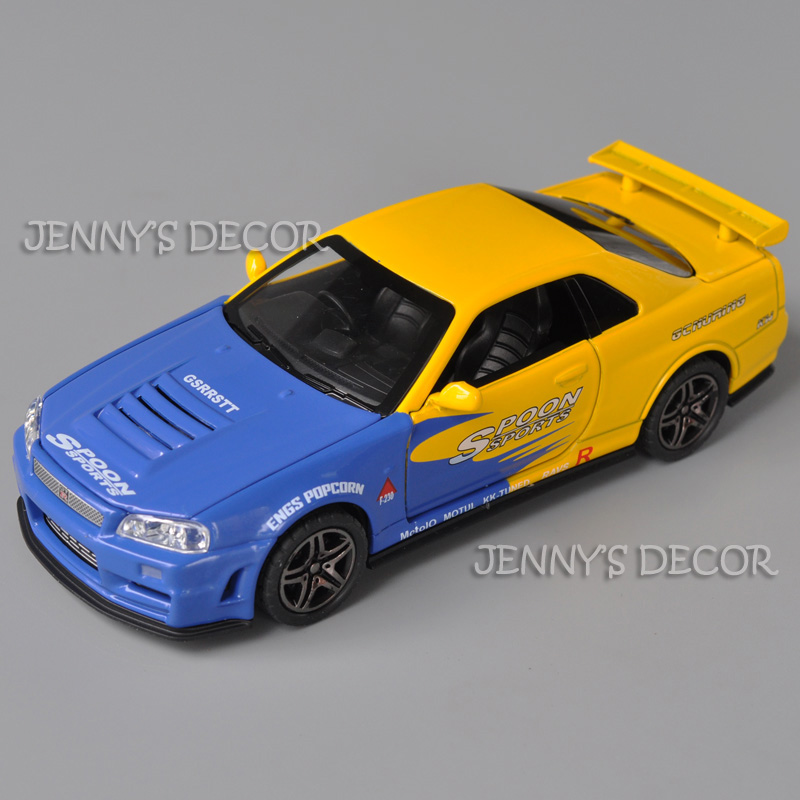 1:32 Scale Diecast Model Car Toy Nissan GTR GT-R R34 Pull Back