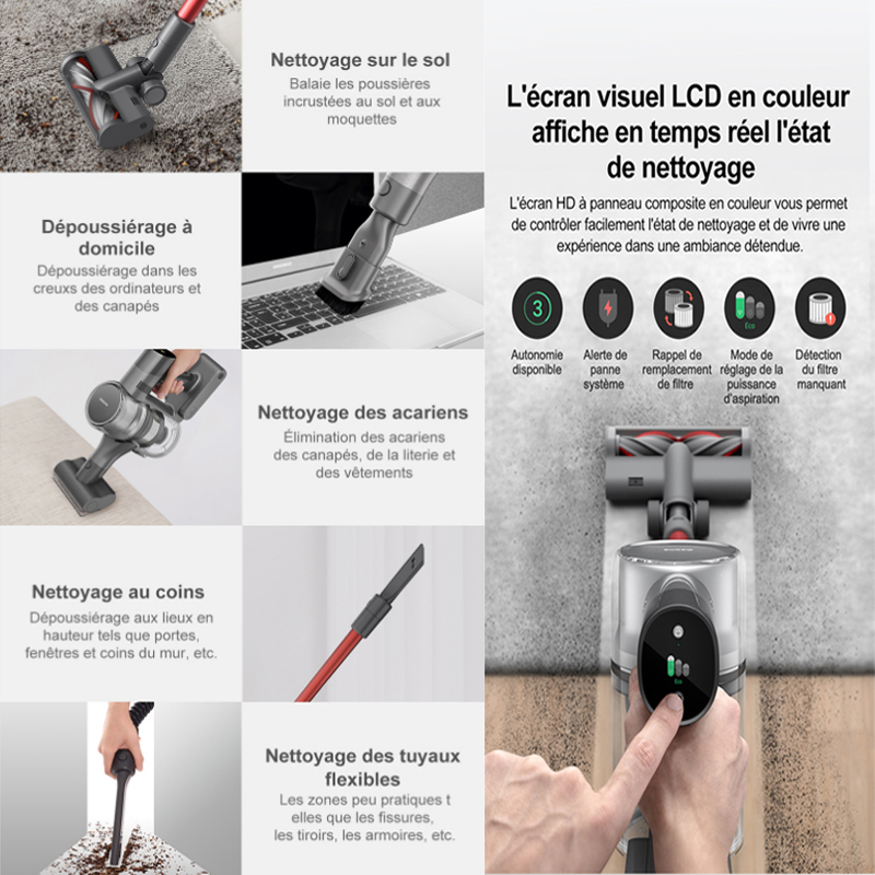 Aspirateur à Main Sans Fil Dreame T20 - Rouleau Brosse - Filtre HEPA