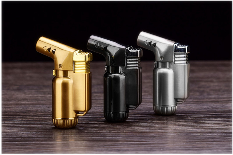 am128 gun style windproof metal butane jet gas lighter