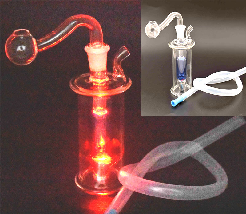 New LED Glass Oil Burner Bong Water Pipes Small Bubbler Bong MiNi Oil Dab Rigs For Smoking