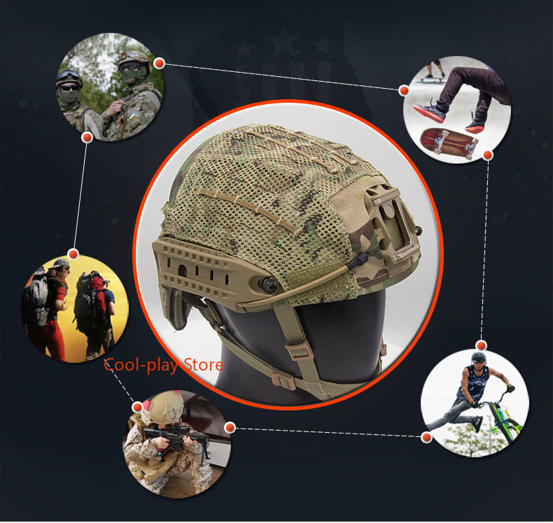 FMATAL GEAR FMA Couvre-casque tactique multifonctionnel pour casque maritime, paintball, chasse, tir (MC avec poche