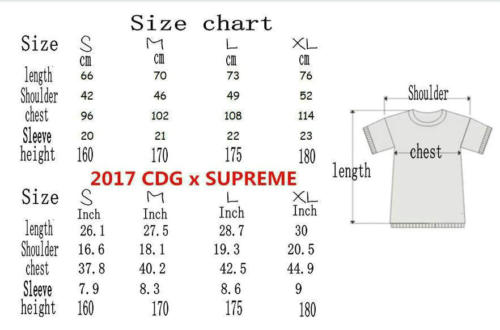 Supreme Tee Shirt Size Chart - Just Me And Supreme