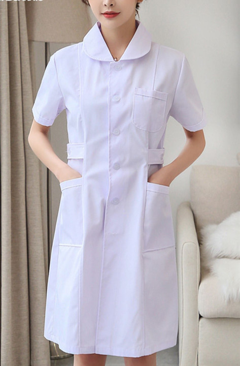 Women Nurse Dress White Doctor Beautician Lab Long Coat Work Clothes Uniform  | eBay