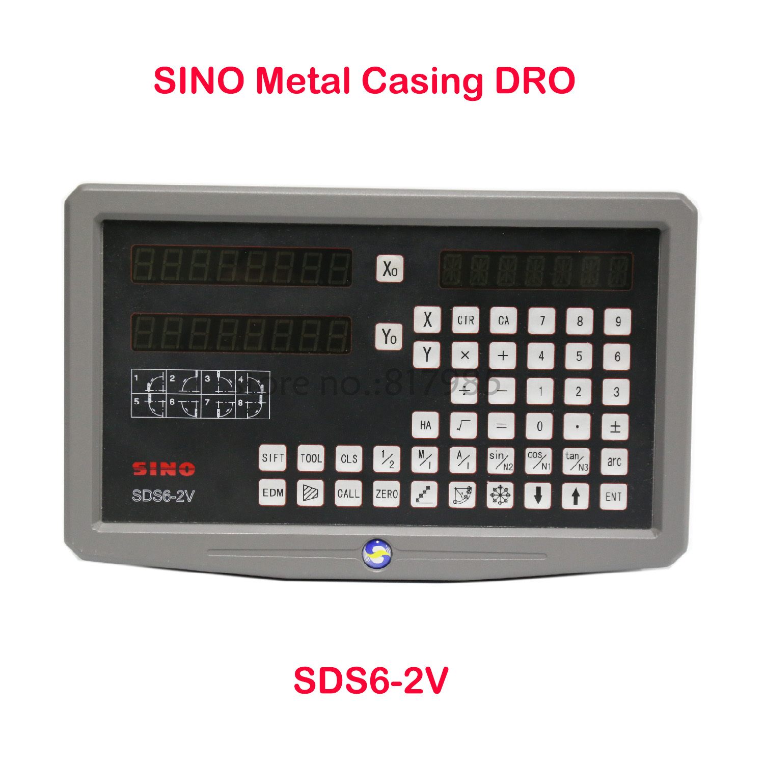 Sino SDS6-2V 2-Axis Digital Readout DRO Kit With KA300 5um Linear Glass Scales