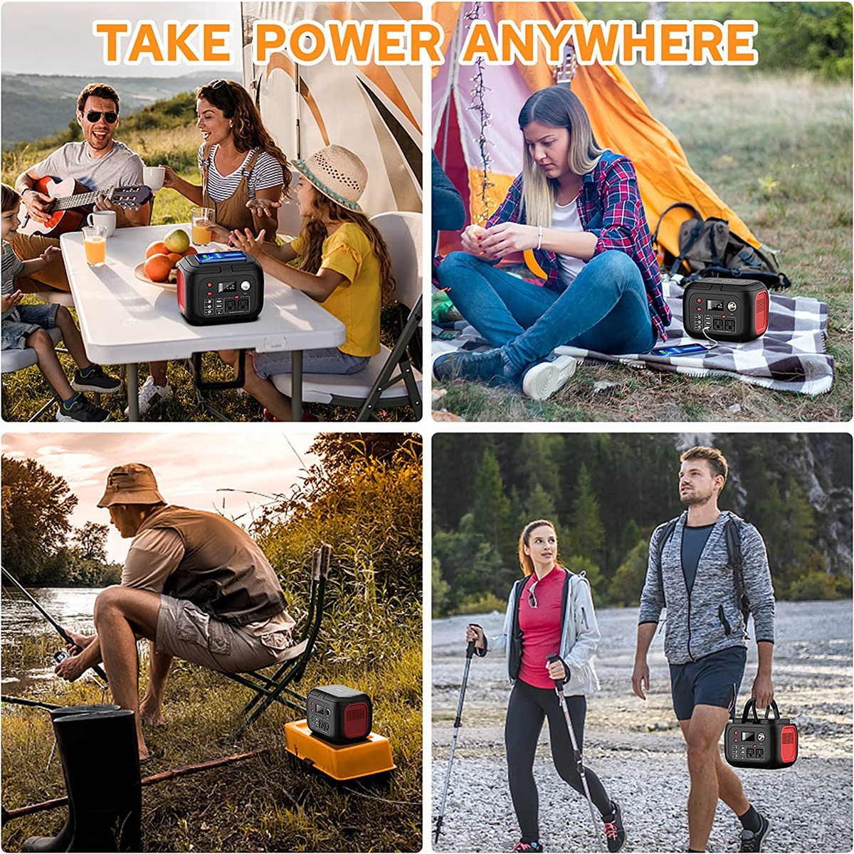 Portable Power Station With Wireless Charging 300W Portable Solar Generator  228Wh Portable Power Supply With LED Light Power Generator 9 Outputs Portable  Charging Station for Outdoor Camping Emergency 
