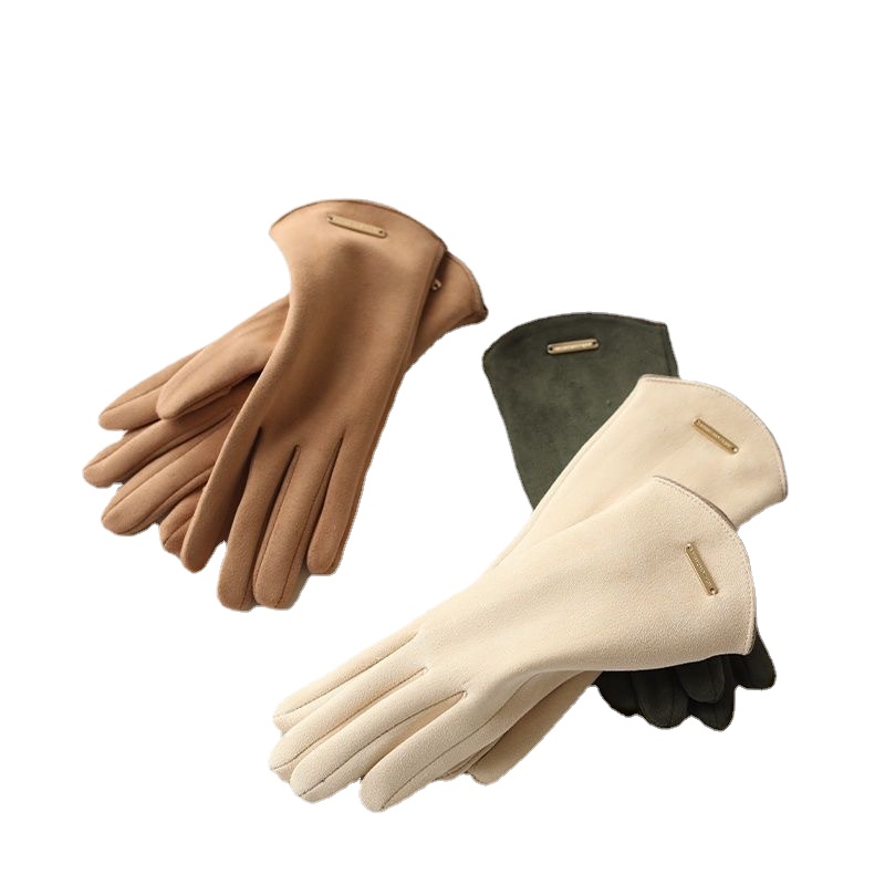 MAC058 suede faux fur touch screen winter warm gloves2