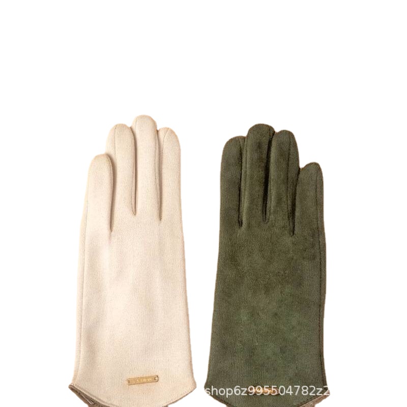 MAC058 suede faux fur touch screen winter warm gloves5