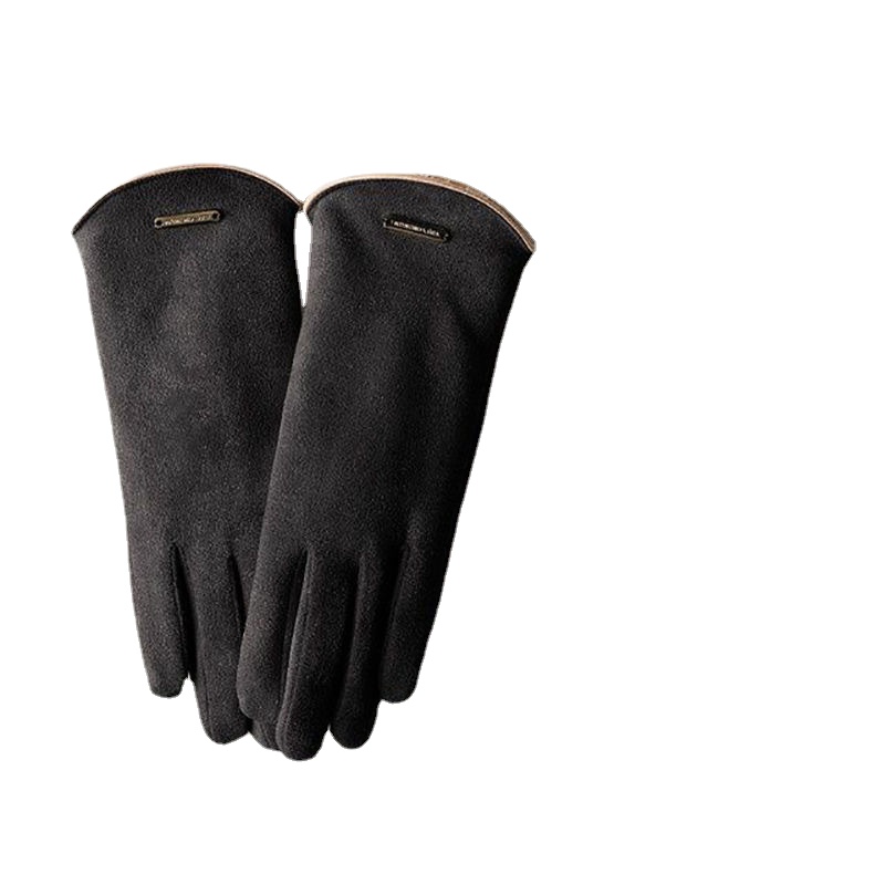 MAC058 suede faux fur touch screen winter warm gloves0