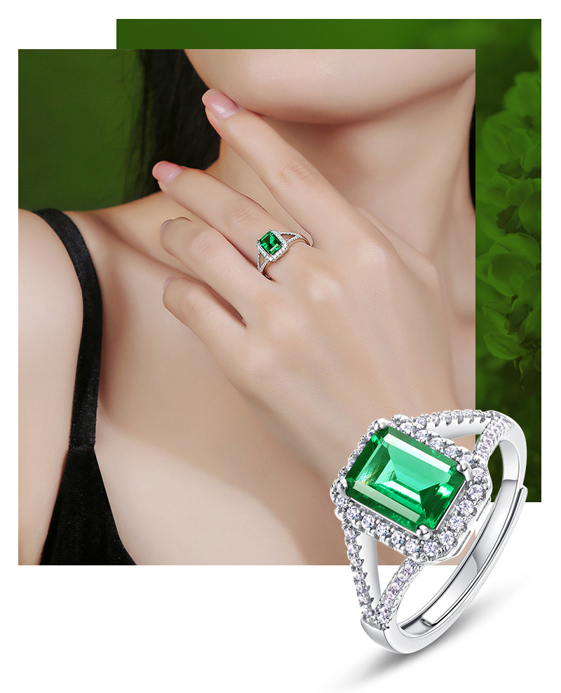 Classic fashion temperament 1.25ct emerald ring in S925 silver setting, elegant gemstone jewelry2