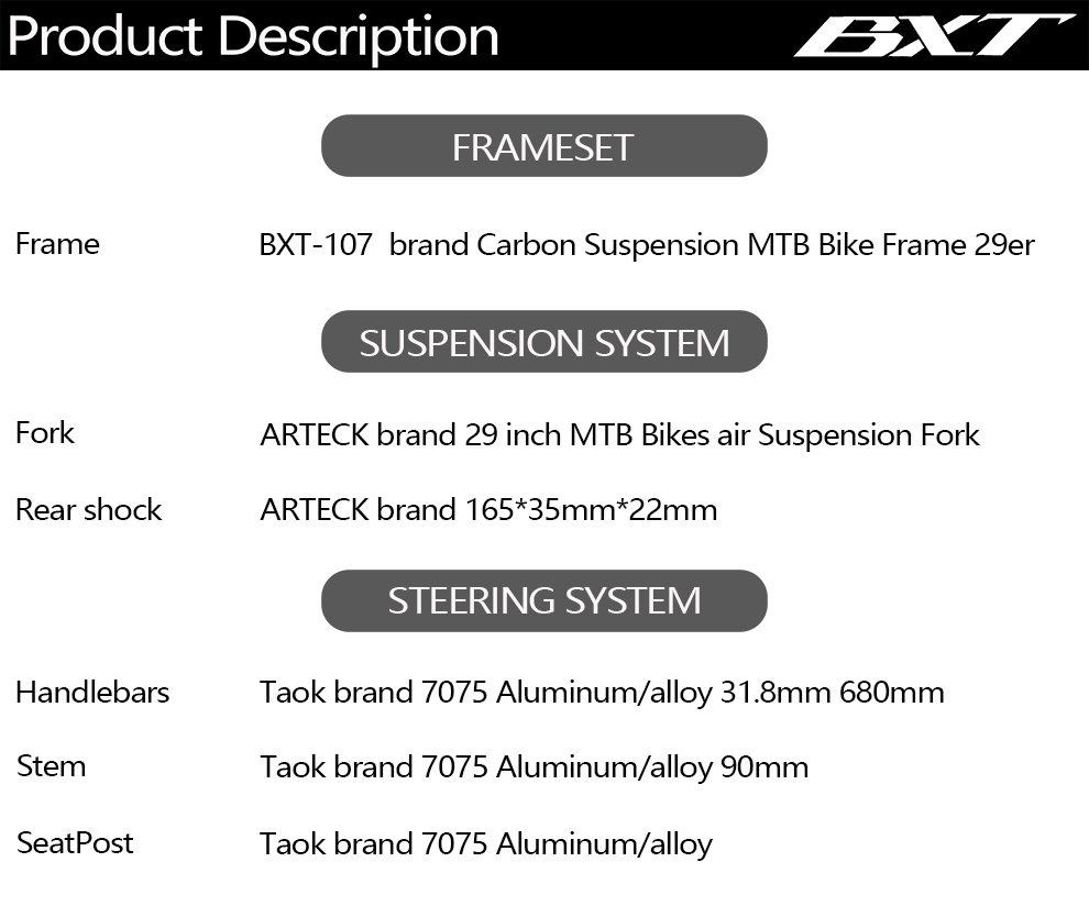 【DAMUE】 5000-Carbon 29er Full Suspension Carbon Mountain Bike Frame with DNM Air