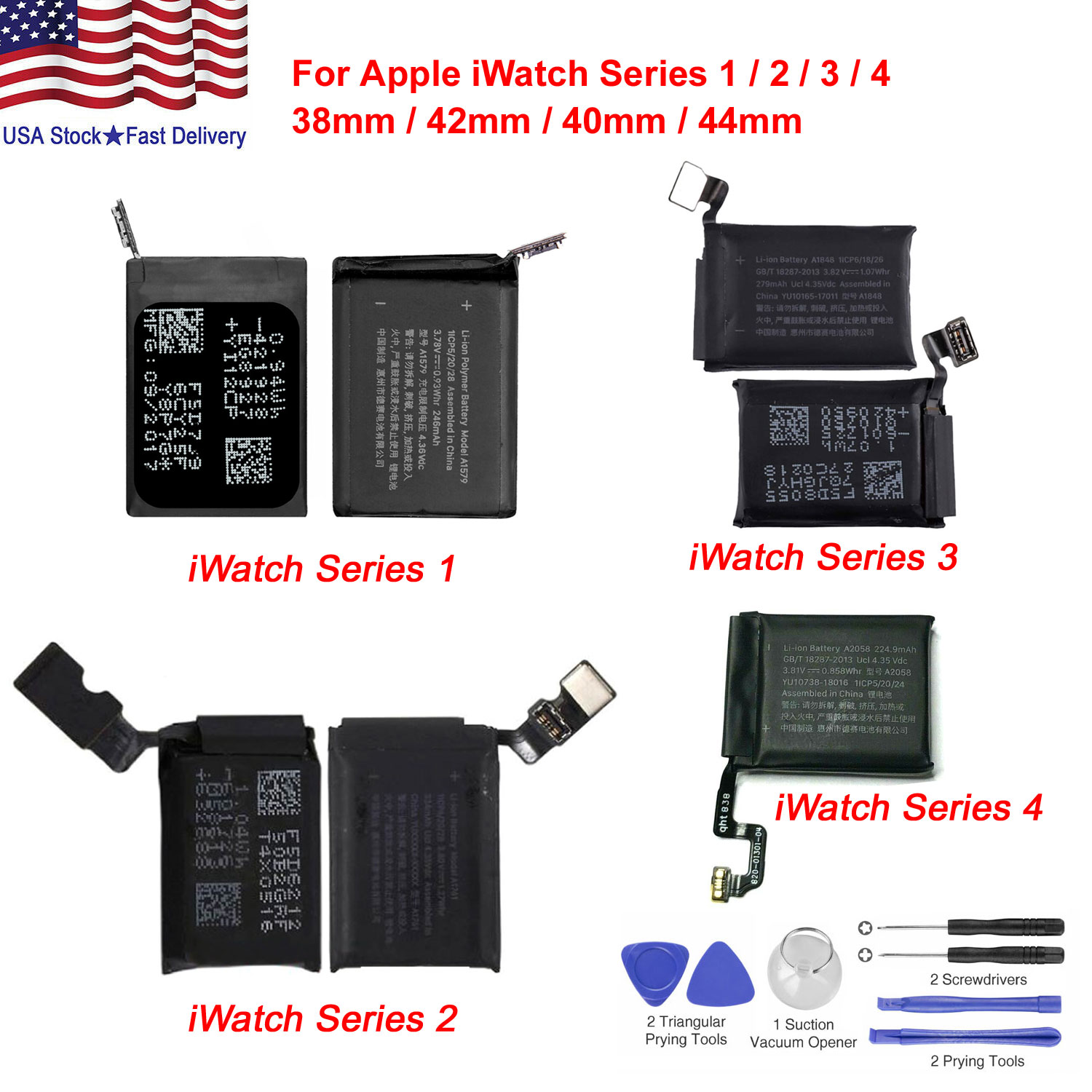 Replacement Battery For Apple Watch iWatch Series 1 2 3 4 38mm 42mm