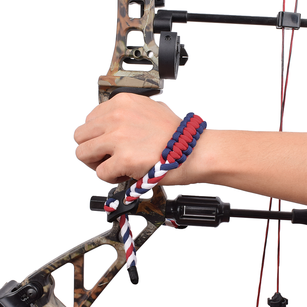 Bow Wrist Sling Strap Braid for Archery Compound Paracord Red White and