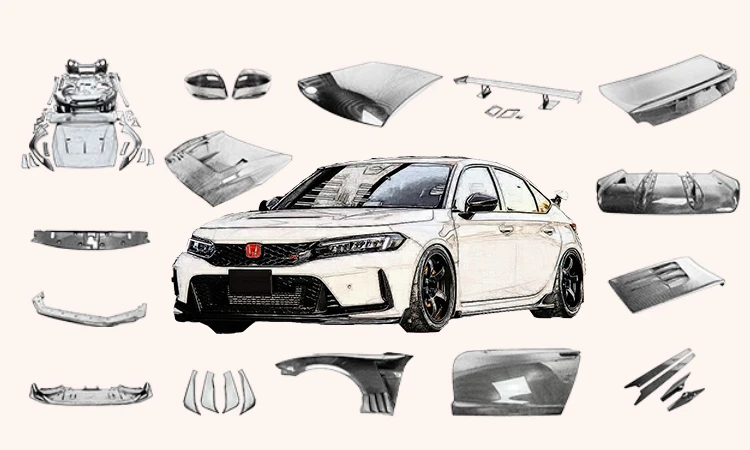 For Civic FD2 TYPE-R 07 -10 Js Racing Rear GT Spoiler Carbon Fiber
