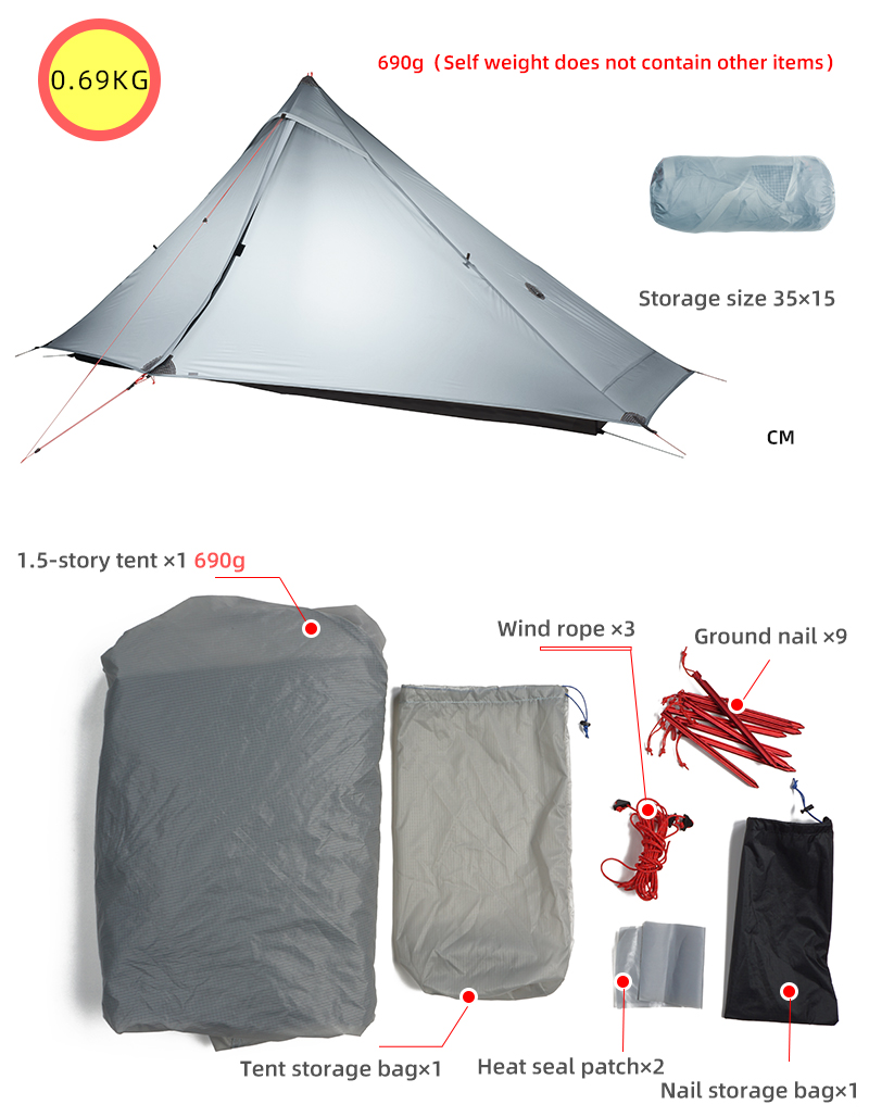 3F UL Gear LanShan 1 Pro 1-person Ultralight Tent 20D for