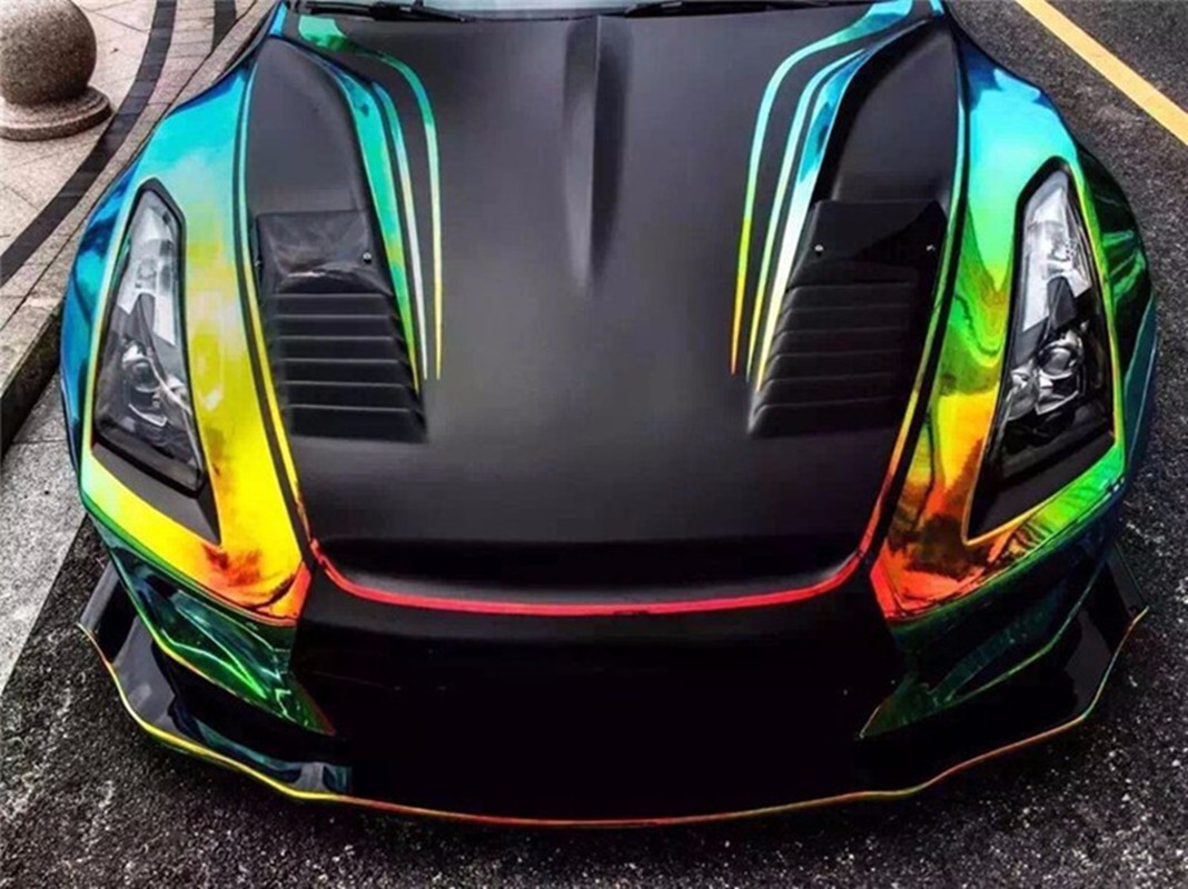 Holographic Black Backing Rainbow Chrome Car Vinyl Wrap