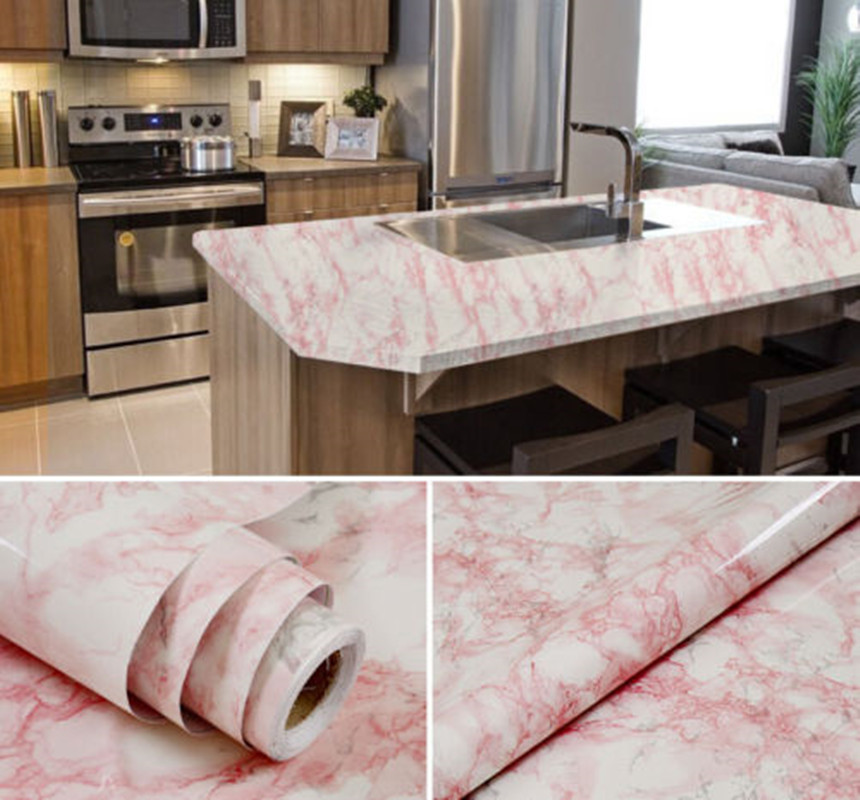 Pink Marble Vinyl Self Adhesive Wallpaper Top Peel Sticker Home