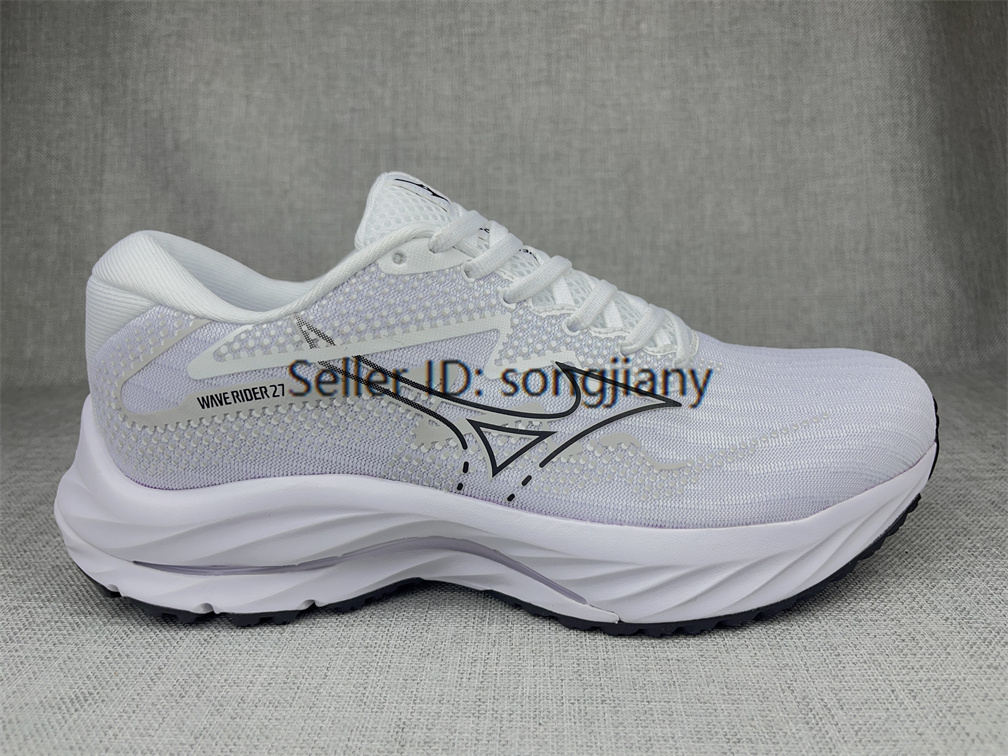 Mizuno Running Shoe Wave Rider 27 White/Gray for Mens Womens