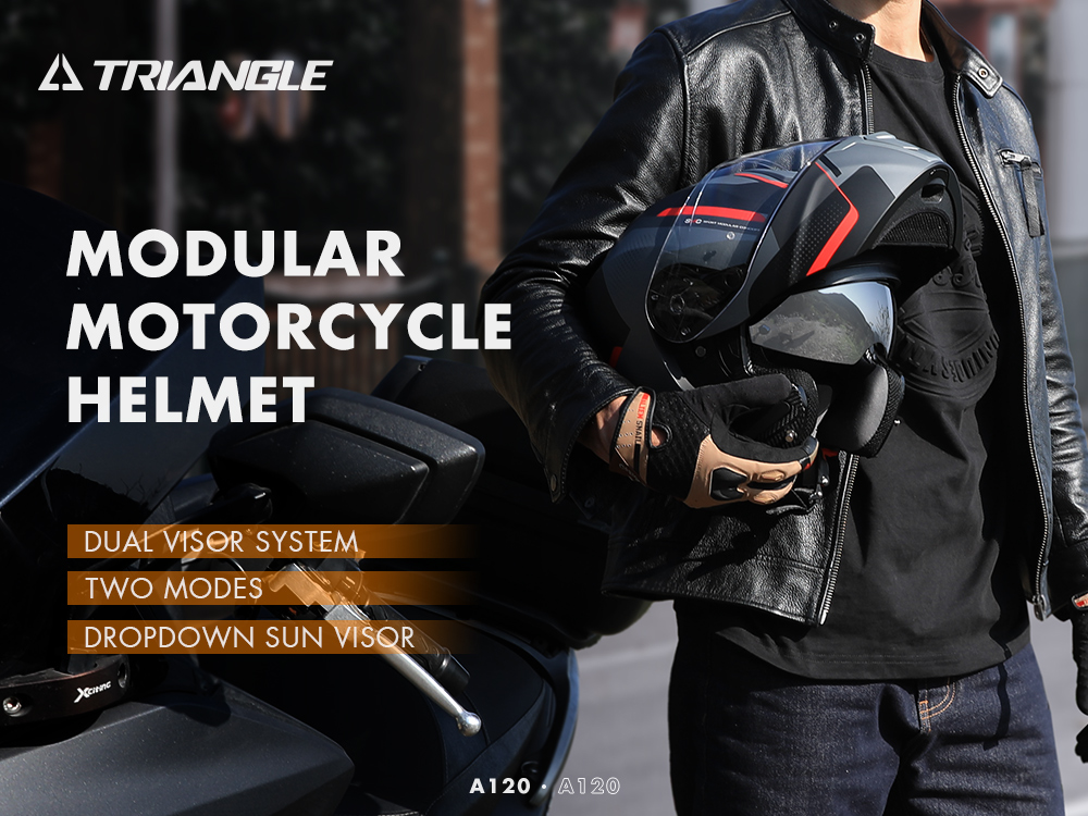 TRIANGLE Modular Flip up Motorcycle Helmets Dual Visor Full
