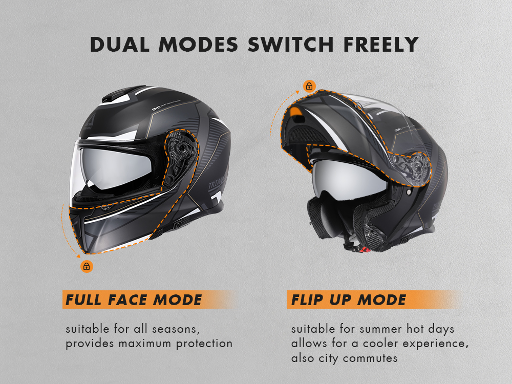TRIANGLE Modular Flip up Motorcycle Helmets Dual Visor Full