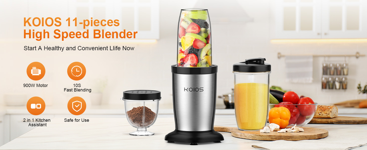 KOIOS Personal Countertop Blender for Shakes and Smoothies with 27oz No-BPA Cups