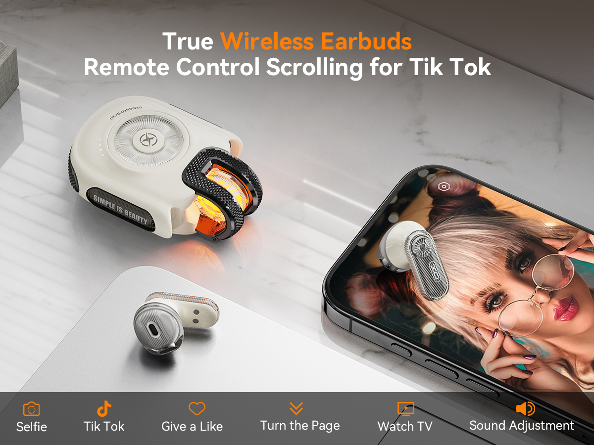 XO TWS Earphones Ear Hook Earbuds Remote Control Scroller Page
