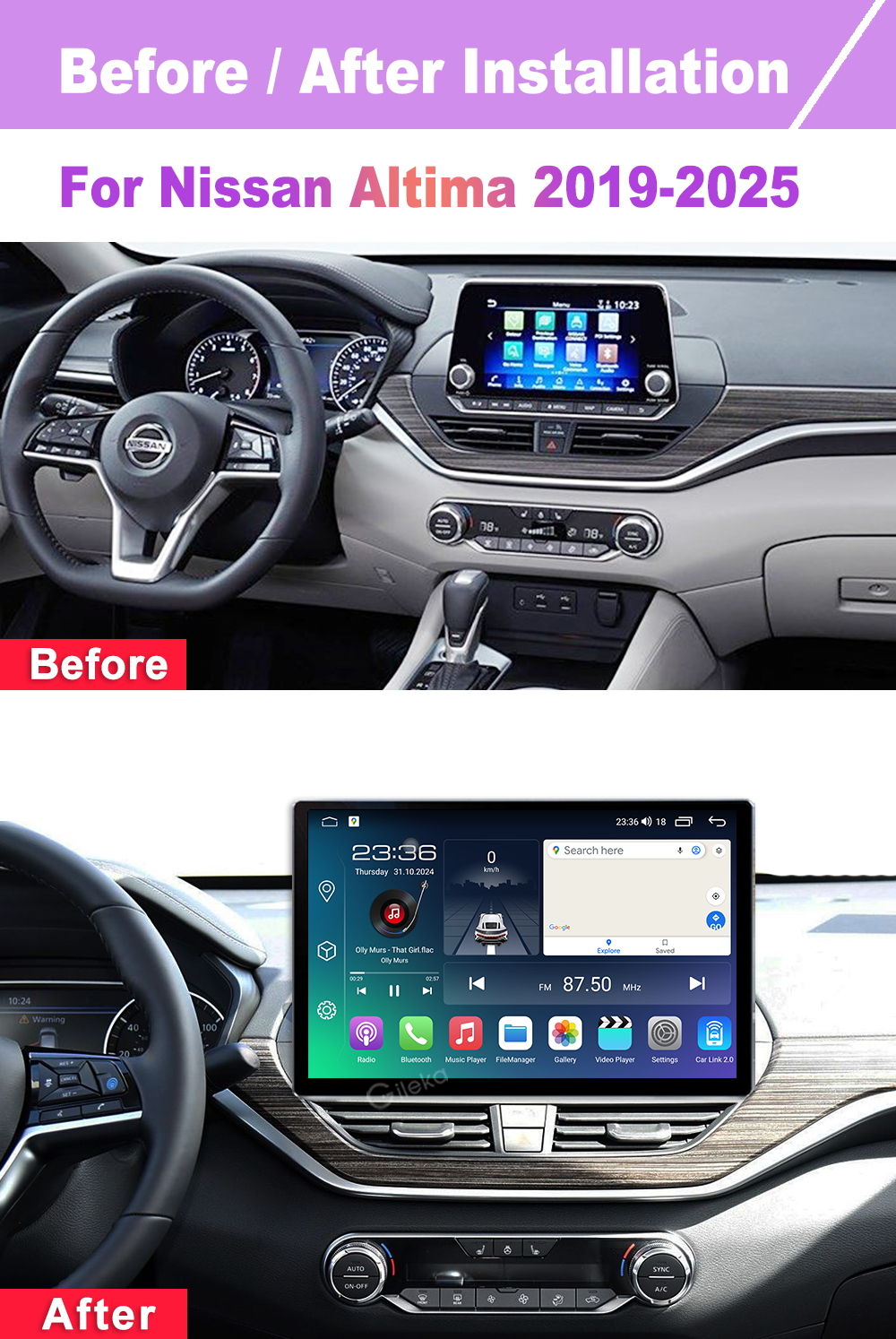 13.1'' 2K Screen 4+64G Carplay For Nissan Altima 2019-2025 Android