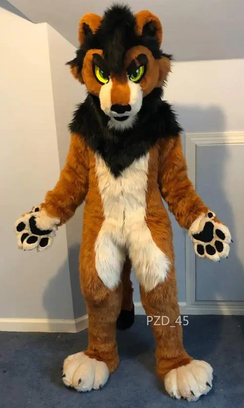 Long Fur Husky Dog Fox Mascot Costume Fursuit Halloween Suit