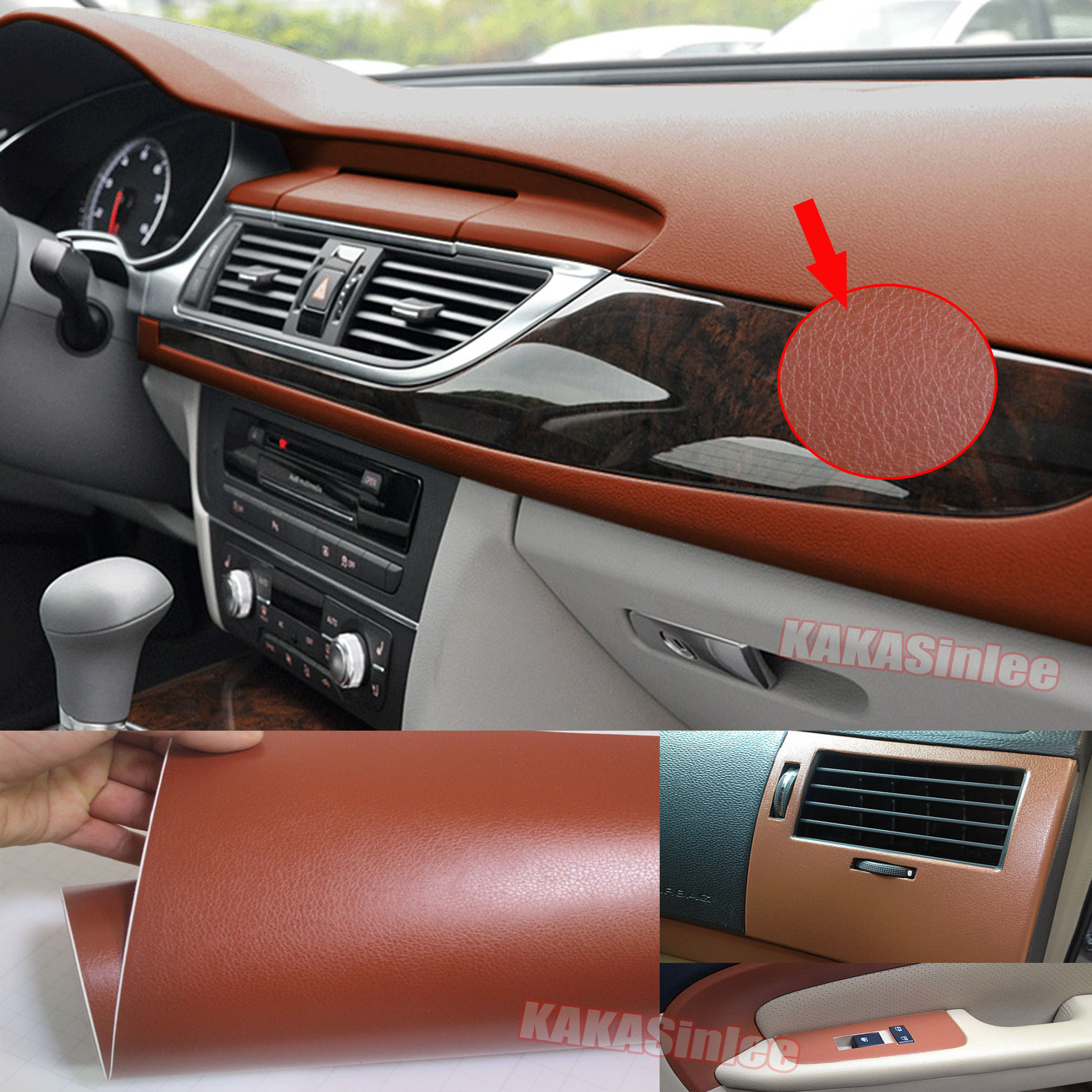 Details About Multiple Car Grain Leather Skin Textured Vinyl Wrap Sticker Interior Brown Cf