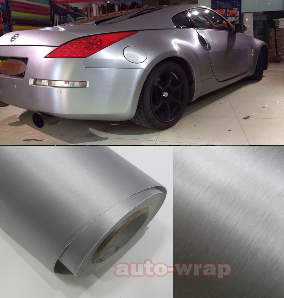 30x150cm Car Metallic Matte Brushed Aluminium Grain Vinyl Wrap Sticker Black KW - Foto 6